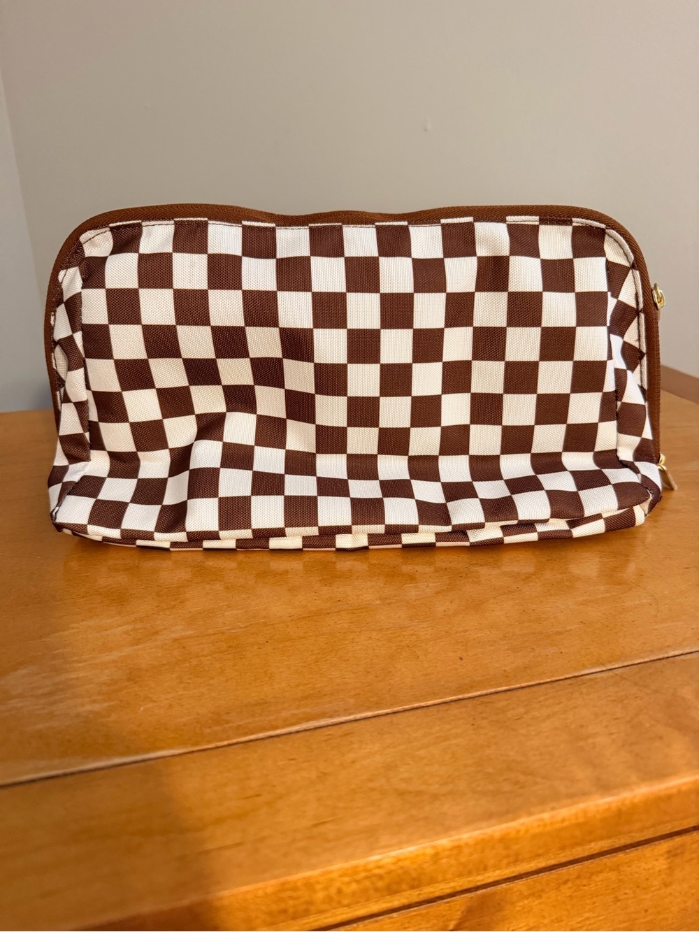 Brown and White Canvelle Toiletry Bag Size Large